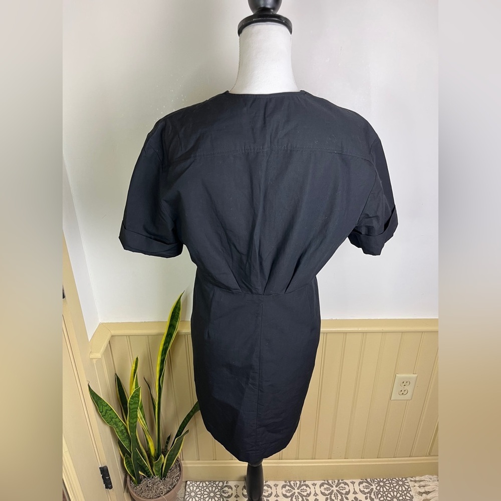 NWT Sandro Clara Lace-Up Black Mini Dress Linen FR 40 US 8 Gothic Academia LBD - Picture 11 of 14